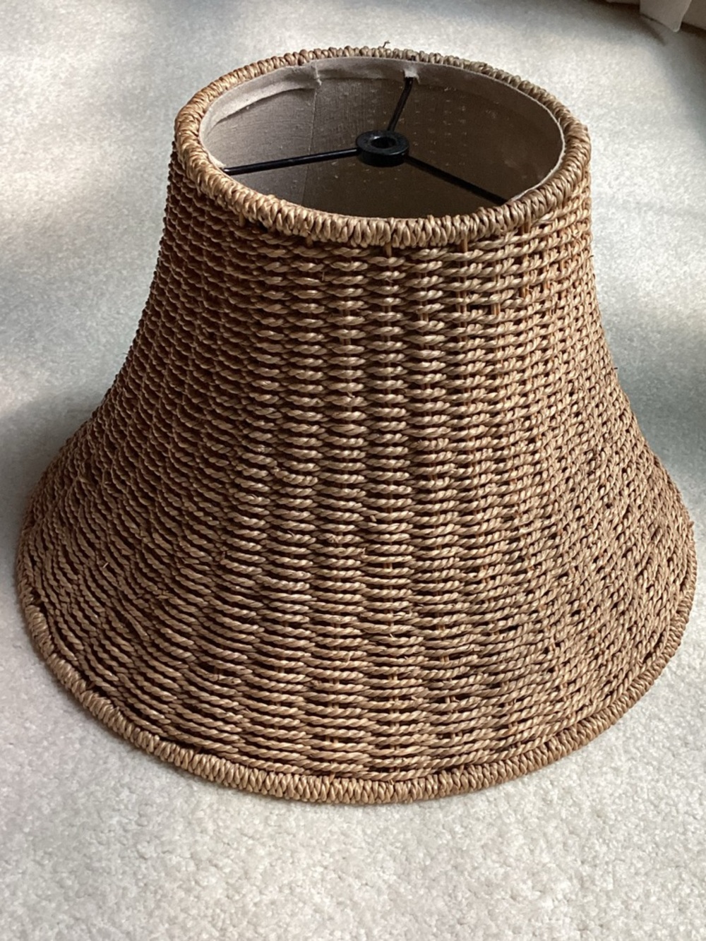 Vtg Woven Rattan Rope style Wicker Lamp Shade 11”x15” MCM Boho Modern Farmhouse.